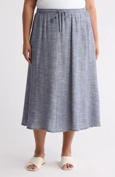 Max Studio Pinstripe Pocket Pull-on Skirt In Gray
