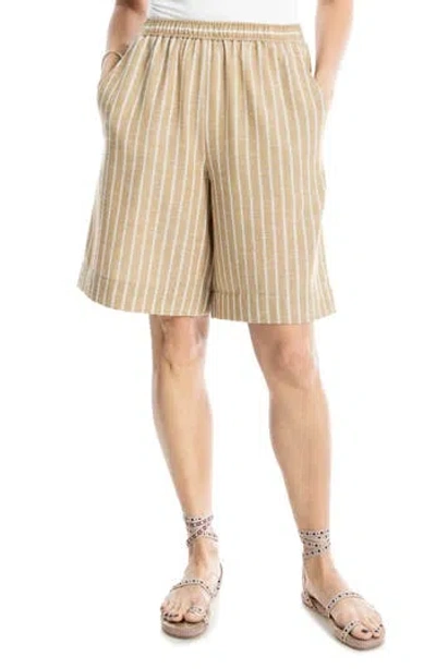 Max Studio Pinstripe Shorts In Neutral