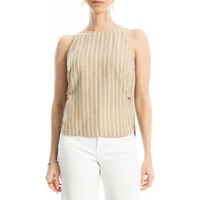 Max Studio Pinstripe Tie Back Tank In Neutral