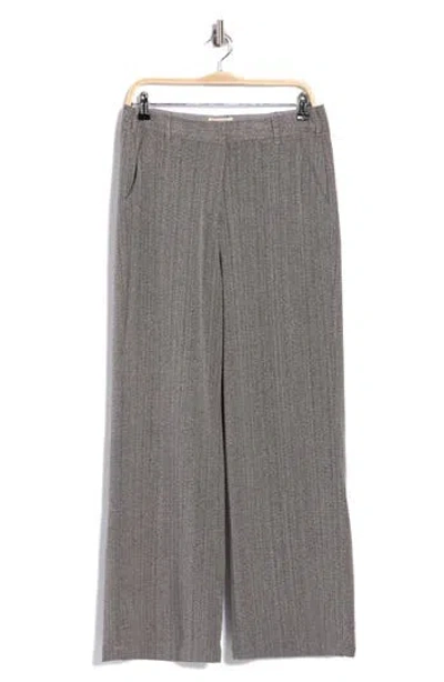 Max Studio Pinstripe Wide Leg Pleat Front Trousers In Gray