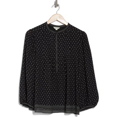Max Studio Pintuck Blouse In Black Print