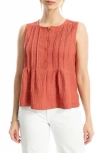 Max Studio Pintuck Crinkle Sleeveless Top In Orange