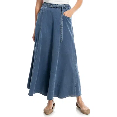 Max Studio Pique Cotton Belted Midi Skirt In Purple