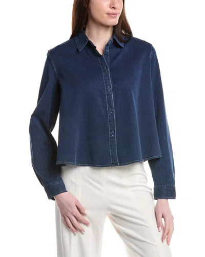 Max Studio Pique Swing Blouse In Blue