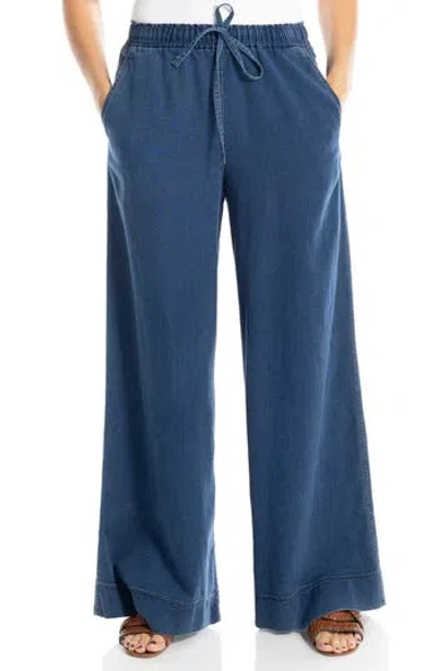 Max Studio Pique Wide Leg Pants In Blue