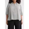 Max Studio Placket Top In Gray