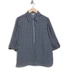 Max Studio Three Quarter Sleeve Top In Blue