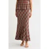 Max Studio Plaid Maxi Skirt In Grey/ Adobe Plaid