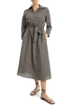 Max Studio Plaid Midi Shirtdress In Gray
