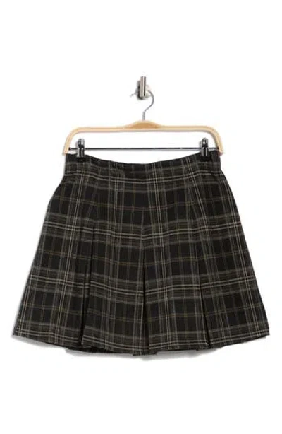 Max Studio Plaid Pleated Knit Skirt In Black