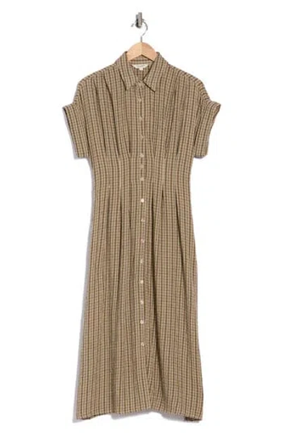 Max Studio Plaid Print Shirtdress In Brown