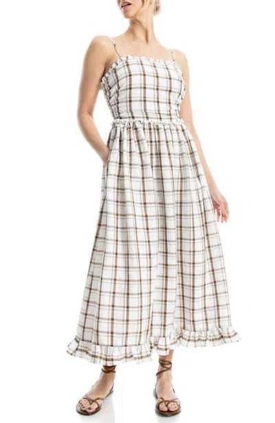 Max Studio Plaid Ruffle A-line Midi Dress