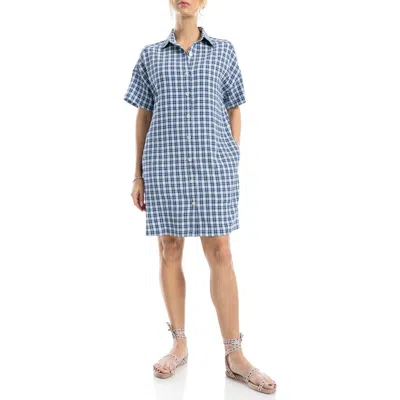 Max Studio Plaid Short Sleeve Mini Shirtdress
