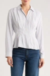 Max Studio Pleat Front Button-up Shirt In White