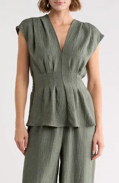 Max Studio Pleat Front Top In Green