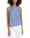 Max Studio Pleated Button Front Blouse In Blue