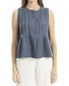 Max Studio Pleated Button-front Blouse In Blue