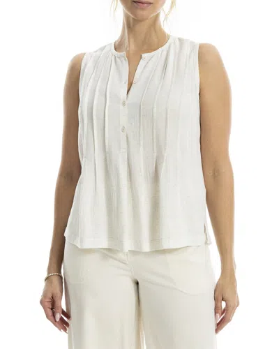 Max Studio Pleated Button-front Linen-blend Blouse In White