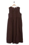 Max Studio Pleated Front Maxi Dress In Brown