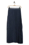 Max Studio Pleated Maxi Skirt In Blue