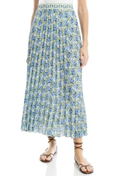 Max Studio Pleated Maxi Skirt In Blue