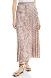 Max Studio Pleated Maxi Skirt In Coral Print
