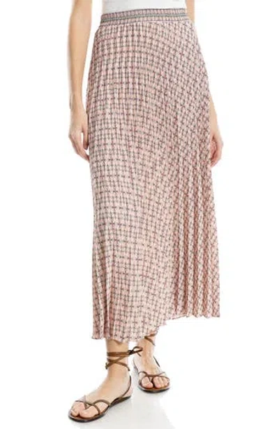 Max Studio Pleated Maxi Skirt In Coral Print
