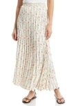 Max Studio Pleated Maxi Skirt In Cream Floral