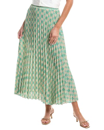 Max Studio Pleated Maxi Skirt In Green