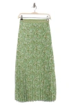 Max Studio Pleated Maxi Skirt In Green Meadow