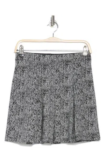 Max Studio Pleated Miniskirt In Black/ivory Texture