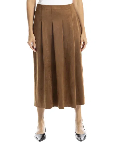 Max Studio Pleated Suede Skirt In Brown