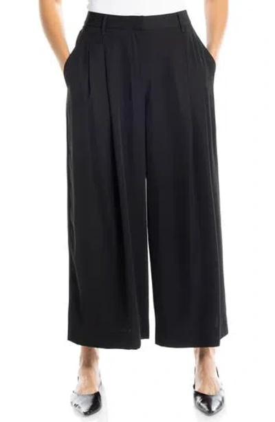 Max Studio Pleated Wide Leg Culottes In Black