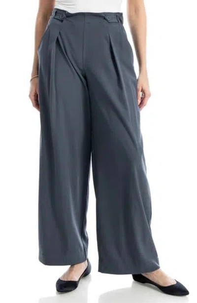 Max Studio Pleated Wide Leg Pants In Blue