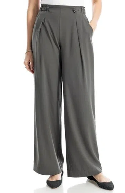 Max Studio Pleated Wide Leg Pants In Gray