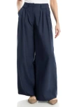 Max Studio Pleated Wide Leg Pants In Navy