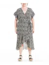Max Studio Plus Womens Floral Midi Wrap Dress In Multi