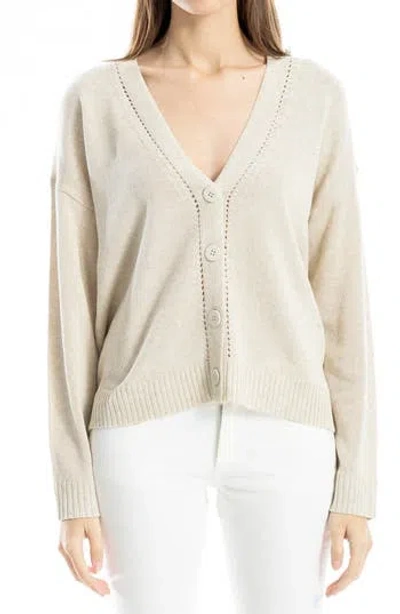 Max Studio Pointelle Detail Cardigan In Oyster