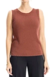 Max Studio Pointelle Stitch Crocheted Tank In Chestnut
