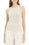 Max Studio Pointelle Stitch Crocheted Tank In Oyster
