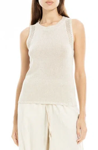 Max Studio Pointelle Stitch Crocheted Tank In Oyster