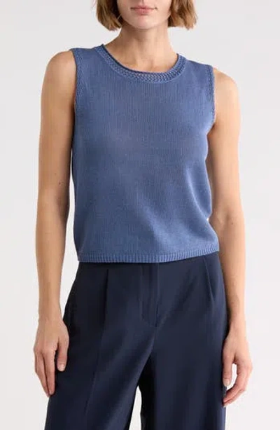 Max Studio Pointelle Sweater Tank In Blue
