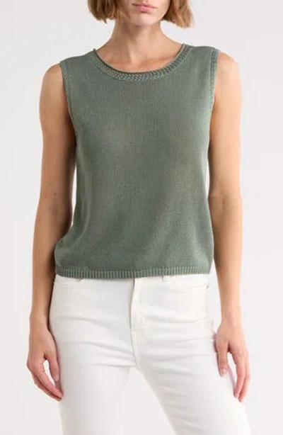 Max Studio Pointelle Sweater Tank In Green