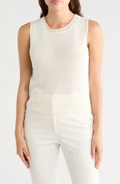 Max Studio Pointelle Sweater Tank In Neutral