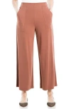 Max Studio Ponte Crop Wide Leg Pull-on Pants In Chestnut