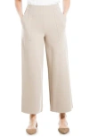 Max Studio Ponte Crop Wide Leg Pull-on Pants In Cobblestone