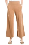 Max Studio Ponte Crop Wide Leg Pull-on Pants In Vicuna-vicuna