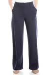 Max Studio Ponte High Waist Straight Leg Pants In Dark Navy
