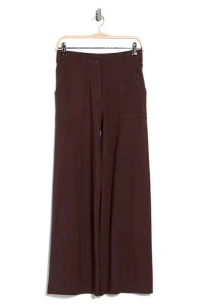 Max Studio Ponte High Waist Wide Leg Pants In Brown