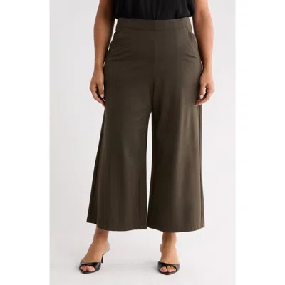 Max Studio Ponte Knit Crop Wide Leg Pants In Loden